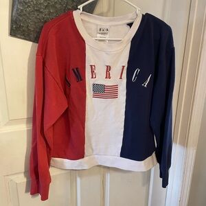Vintage Patriotic AMERICA Colorblock Sweater